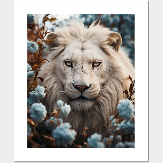 Floral White Lion Wall Art by Shibuz4.art